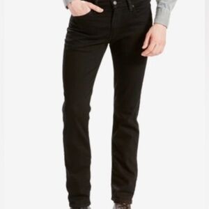 Levi's Mens Black Straight Leg Stretch Slim Fit Cotton Blend Denim Jeans